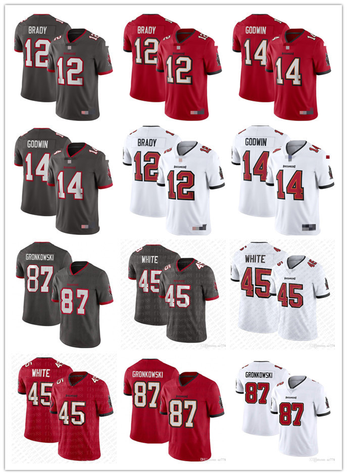 

Mens Womens Youth Tampa''Bay''Buccaneers''14 Chris Godwin 12 Tom Brady 87 Rob Gronkowski 45 Devin White Football Jersey, Colour