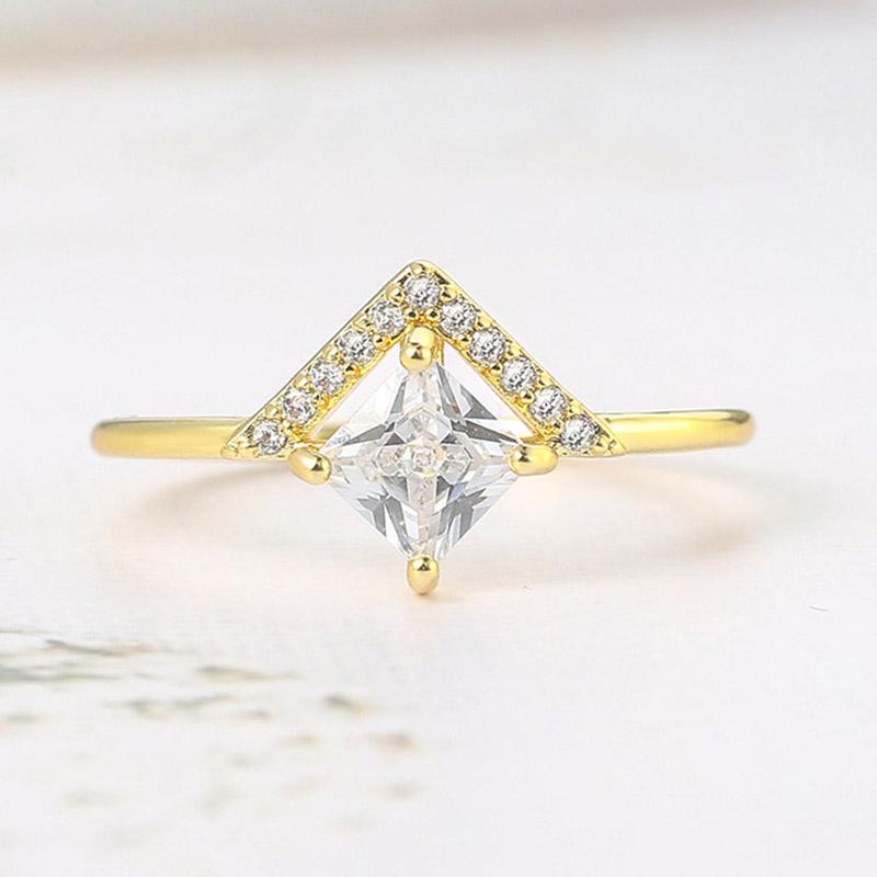 

Cluster Rings Luxury Unusual For Women Light Gold Color Finger Jewellry Ring With Square Zircon Female Accessories Wedding Jewelry R295, Golden;silver