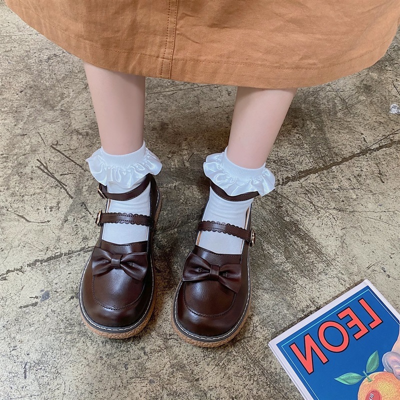 

Lolita Beautiful Bowknot Round Head Mary Jane Female Plutonium Leather Dress Retro Jk Uniform Sweet Loli Cosplay Anime Platform Shoes Y791, Black
