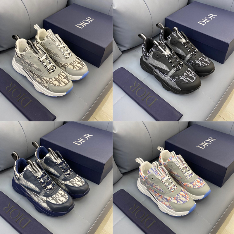 

Latest Designer B22 Sneakers Dupe Calfskin Leather Technical Knit Casual Shoes Men Women Platform Multicolor Trainers With Original Box