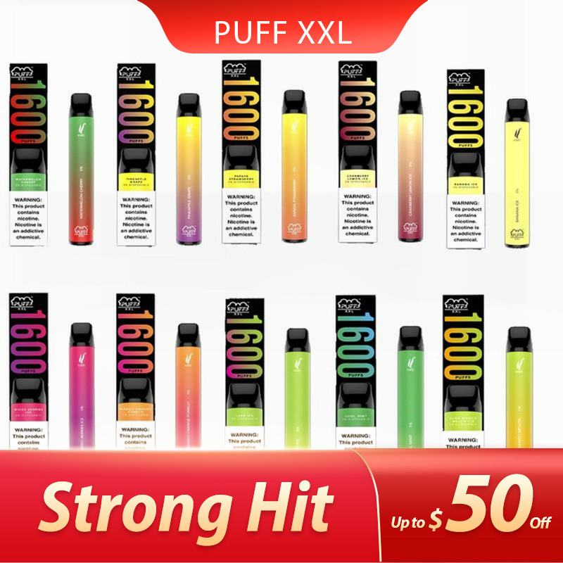 

Puff Bar XXL 1600 puffs Disposable Electronic Cigarette Kit Vape Pen Vaporizer Vapes brand custom logo packaging box