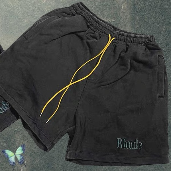 

Shorts Embroidery Logo Men Women Rhude Short Pants Thick Fabric High Quality Solid Breeches 1:1 with Tag, Dark grey