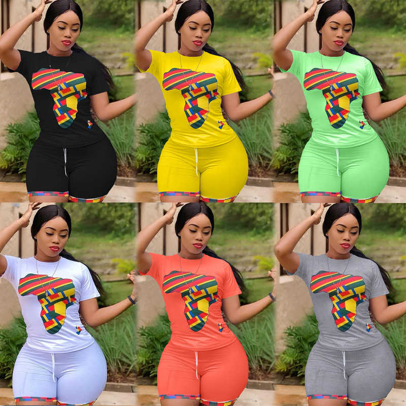 

Designers Women tracksuits Clothes 2022 crew neck camouflage pattern short sleeve shorts sports suit two piece leisure suit ladies, Yellow