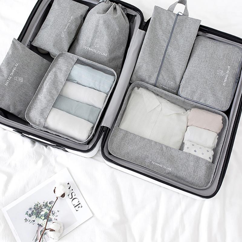 

Storage Bags 7PCS Travel Luggage Organizer Sets For Clothes Shoes Bag Waterproof Closet Zip Suitcase Organizers Underwear Pouch