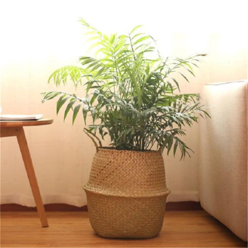 

Storage Basket Rattan Straw Wicker Seagrasss Folding Laundry Flower Pot Vase Home Garden Hanging Wedding