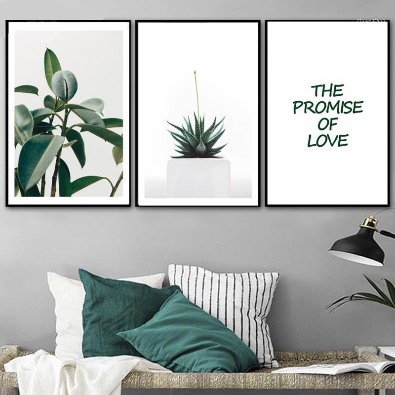 

Paintings Green Leaves Succulent Plants Love Quote Wall Art Canvas Painting Nordic Posters And Prints Pictures For Living Room Decor