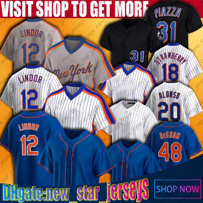 

Jacob DeGrom Pete Alonso Jerseys Francisco Lindor New Custom Jersey York Baseball Mike Piazza James McCann Jeff McNeil Noah Syndergaard, Blue;black