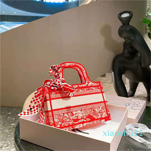 

Classic Mini Tote Bag Full Body Embroidered Exquisite Canvas Bags Designers Womens Handbags Purses 2021 1 large LOgo on the front Handbag 00, Not a bag;buy a bag and get a dust bag