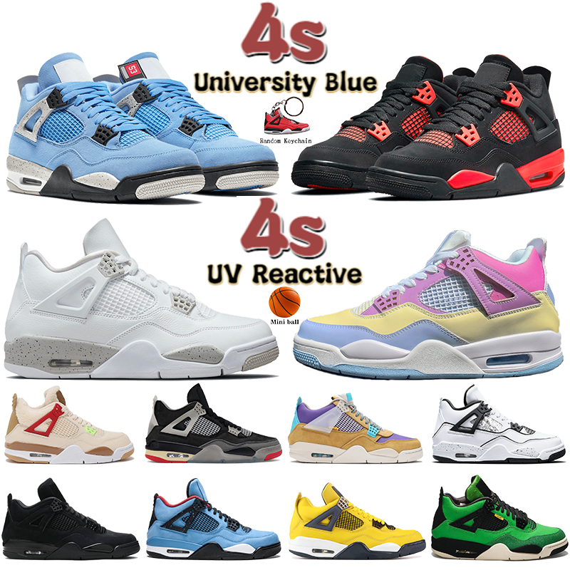 

Newest 4 4s Men Basketball Shoes University blue UV reactive white oreo manila red thunder shimmer tour yellow mens women sneakers trainers, 07 sp pine green