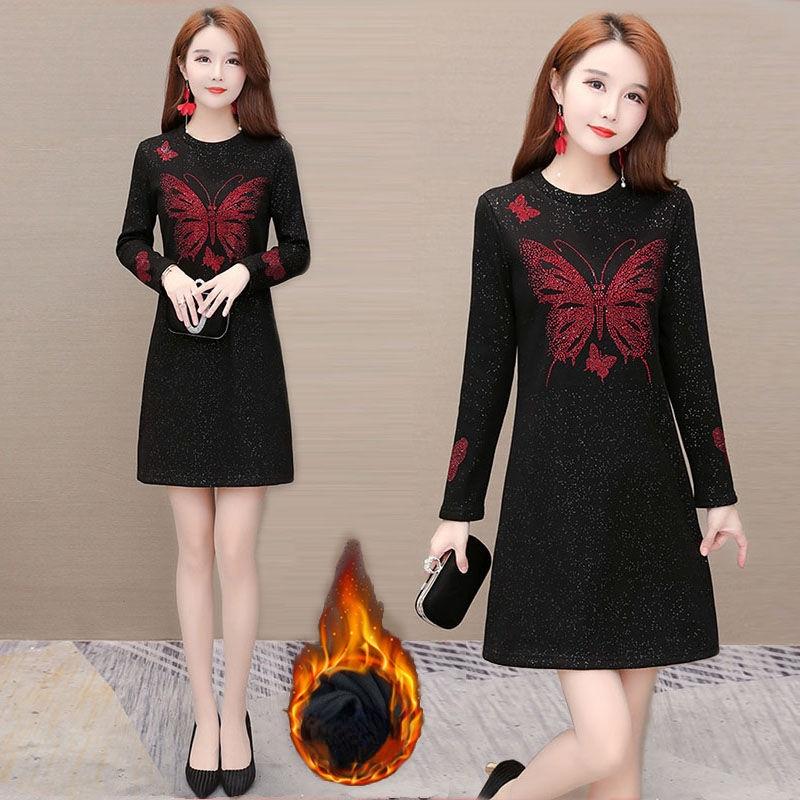 

Casual Dresses Vintage Long Sleeve Dress Women 2022 Autumn Winter Elegant High Waist Party Mini Fashion Print A-Line J32, Black;gray