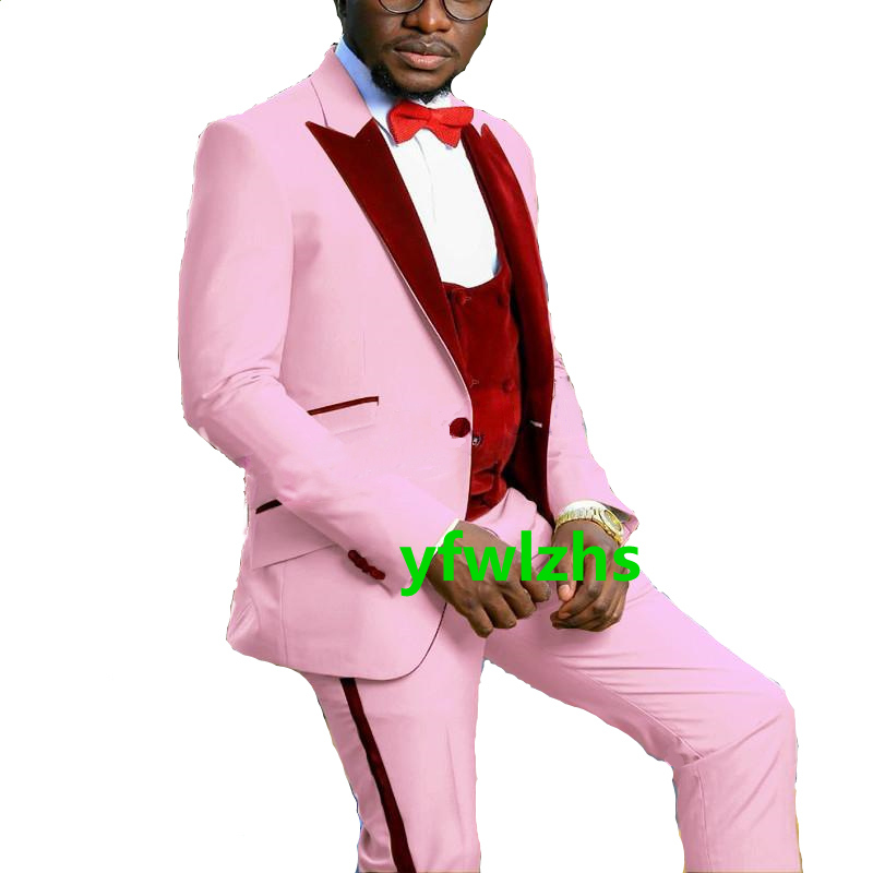 

Custom-made One Button Groomsmen Peak Lapel Groom Tuxedos Men Suits Wedding/Prom/Dinner Man Blazer(Jacket+Pants+Tie+Vest) W894, Same as image