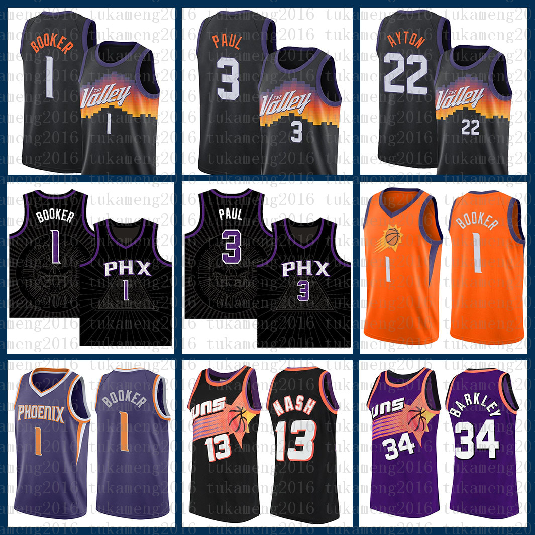 

Chris 3 Paul Basketball Jersey PhoenixSunsNew Devin 1 Booker Mens Deandre 22 Ayton Steve 13 Nash Charles 34 Barkley Champagne, Black;red