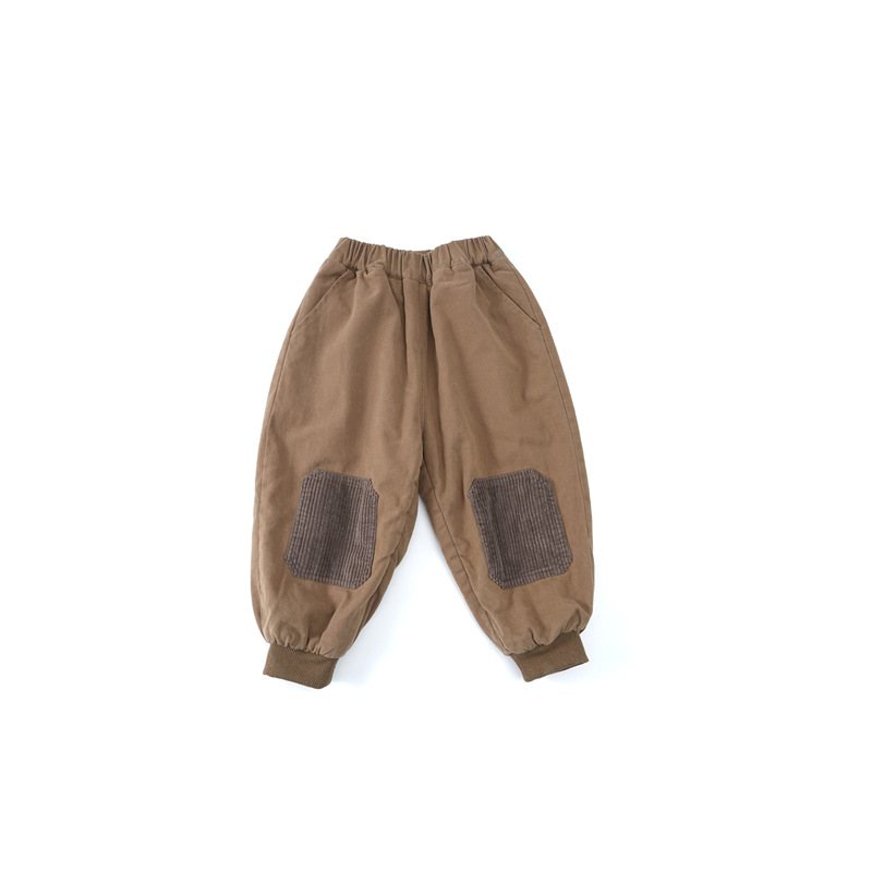 

Children's plush pants girls' thickened leisure trousers patch 2021 new boys' wear winter baby warm cotton standard clothing