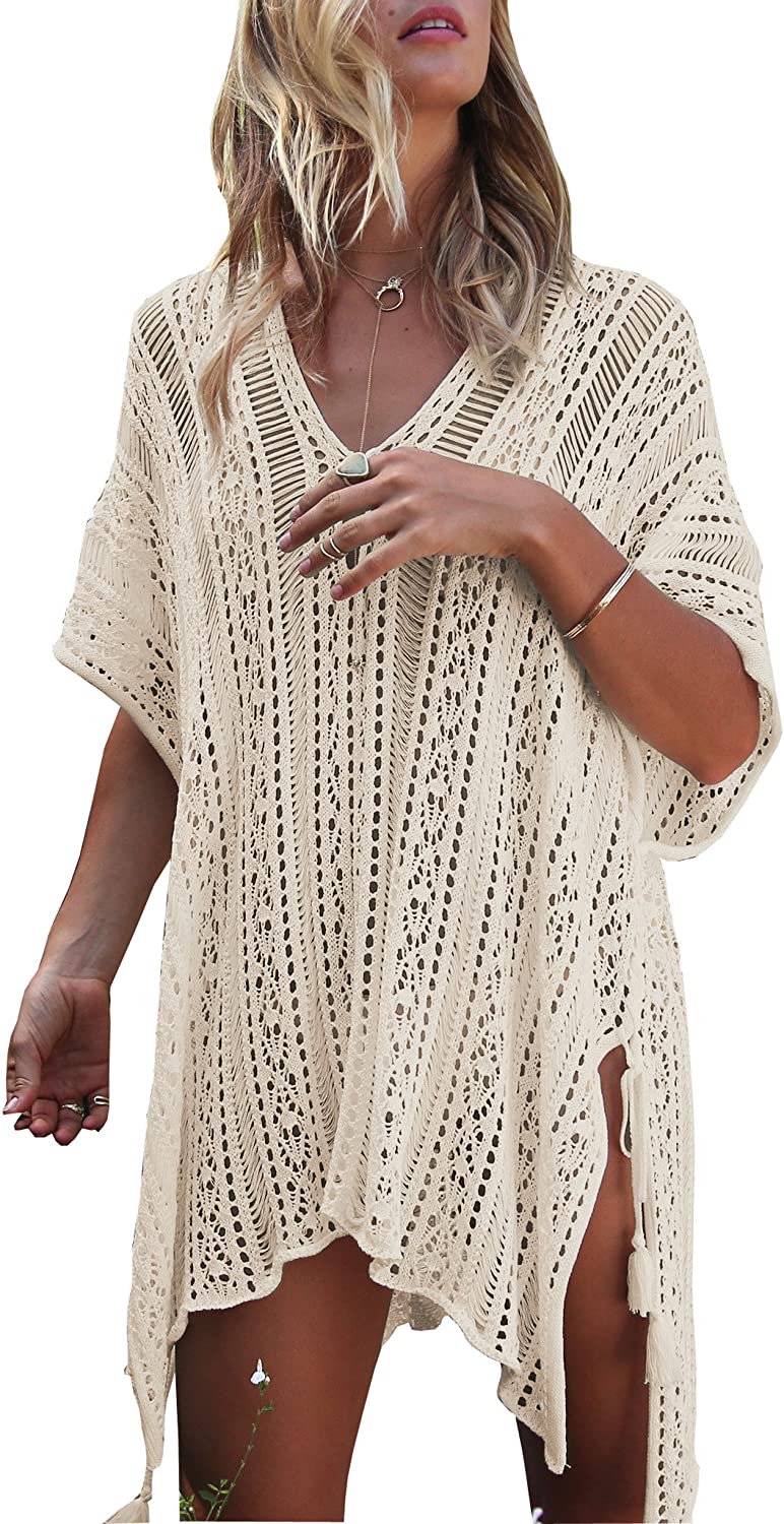 Beach Swimsuit for dresses Women Sleeve Coverups Bikini Cover Up Net Casual-image-702444410