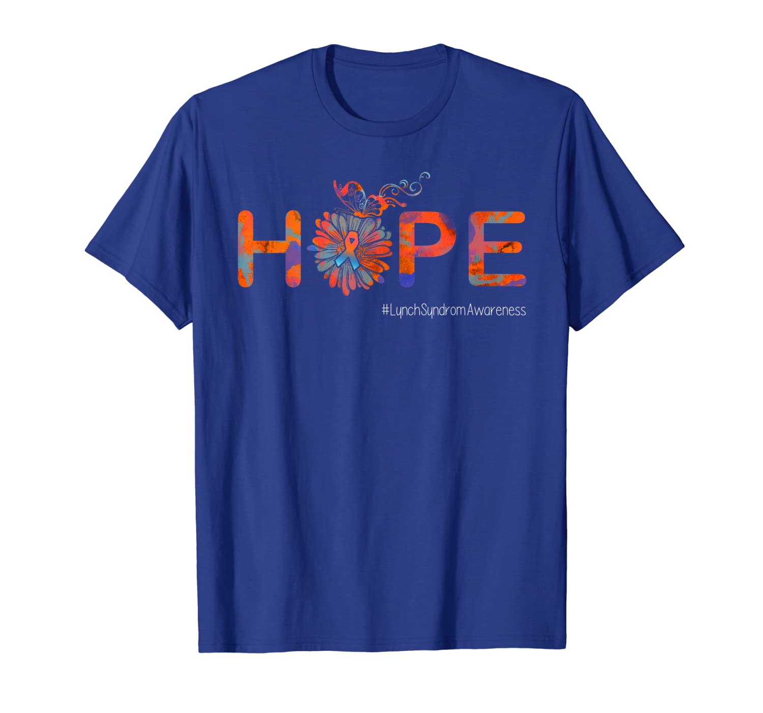 

Hope Butterfly Ribbon Lynch Syndrome Awareness Tshirt Gifts, White;black