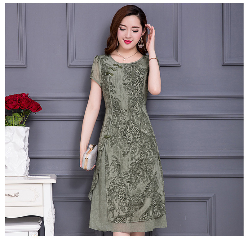 

2021 New Femme Robe Summer Chiffon Ete Vestidos Floral Womens Vintage Es Plus Size Women Clothing 6xl Wxf70 Aujl, Green short