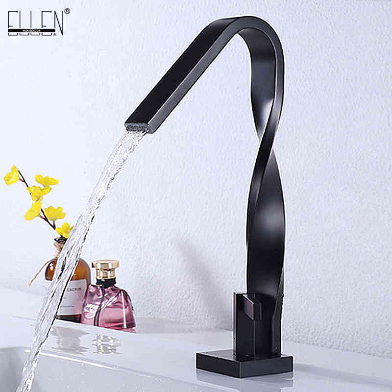 

Bathroom Sink Faucets Basin Tall Faucet Hot and Cold Waterfall Mixer Tap Deck Mounted Chrome Finished Advanced El110c 5bey