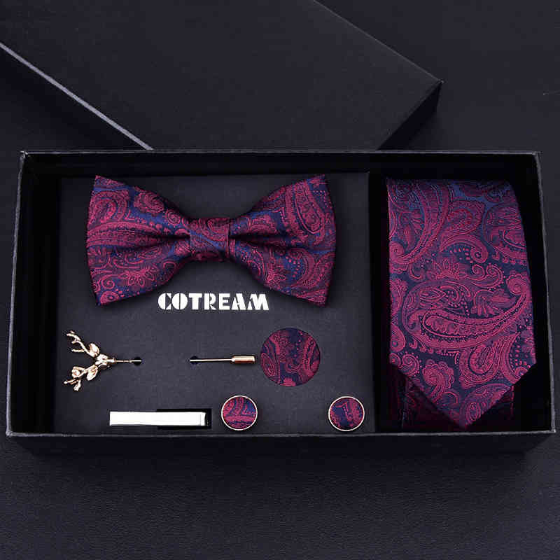 Corbata Scarf Necktie Men's 6cm Korean Narrow Tie Seven Piece Suit British Blue Fashion Casual Red Bridegroom Wedding Gift Box-image-747593927