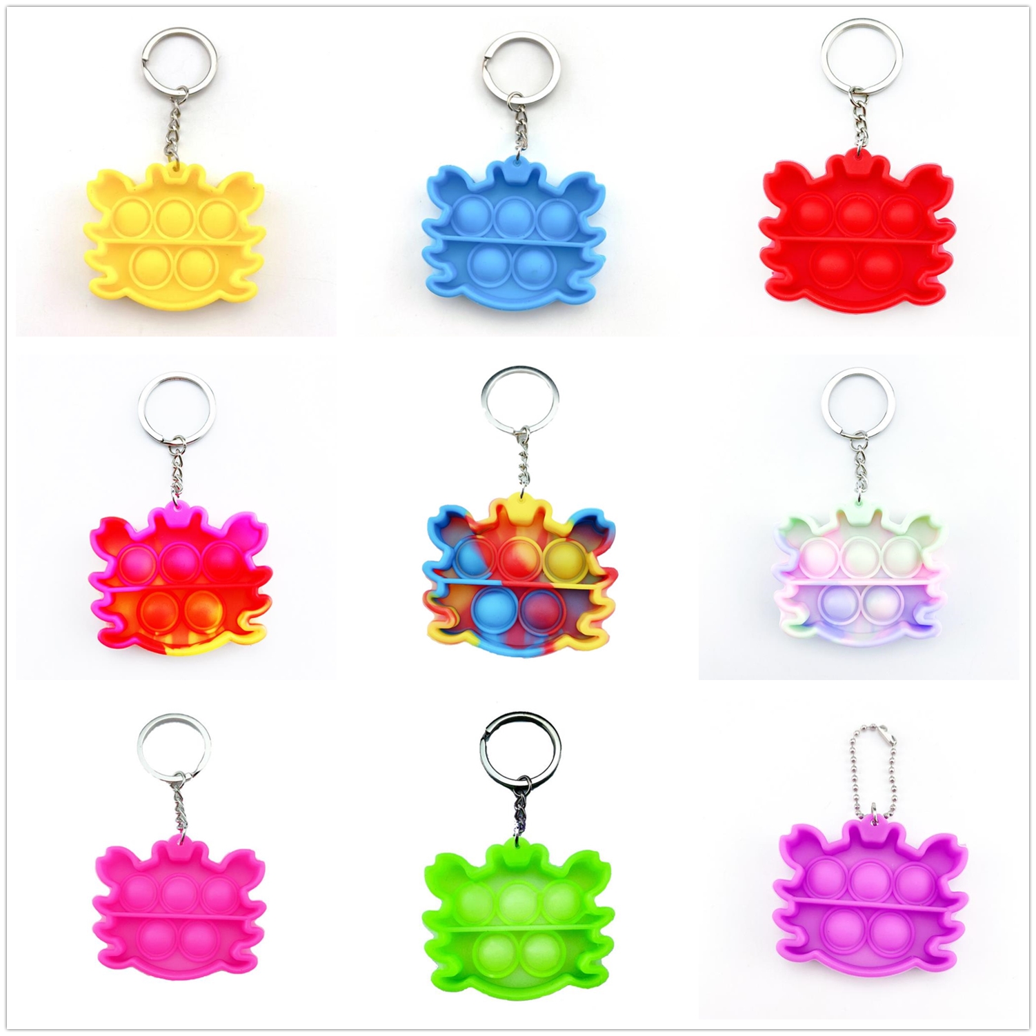 

Cute Crab Fidget Push Bubble Pop it Silicone Toy Keychains Lovely Decompression toys Finger Stress Relief Gadgets