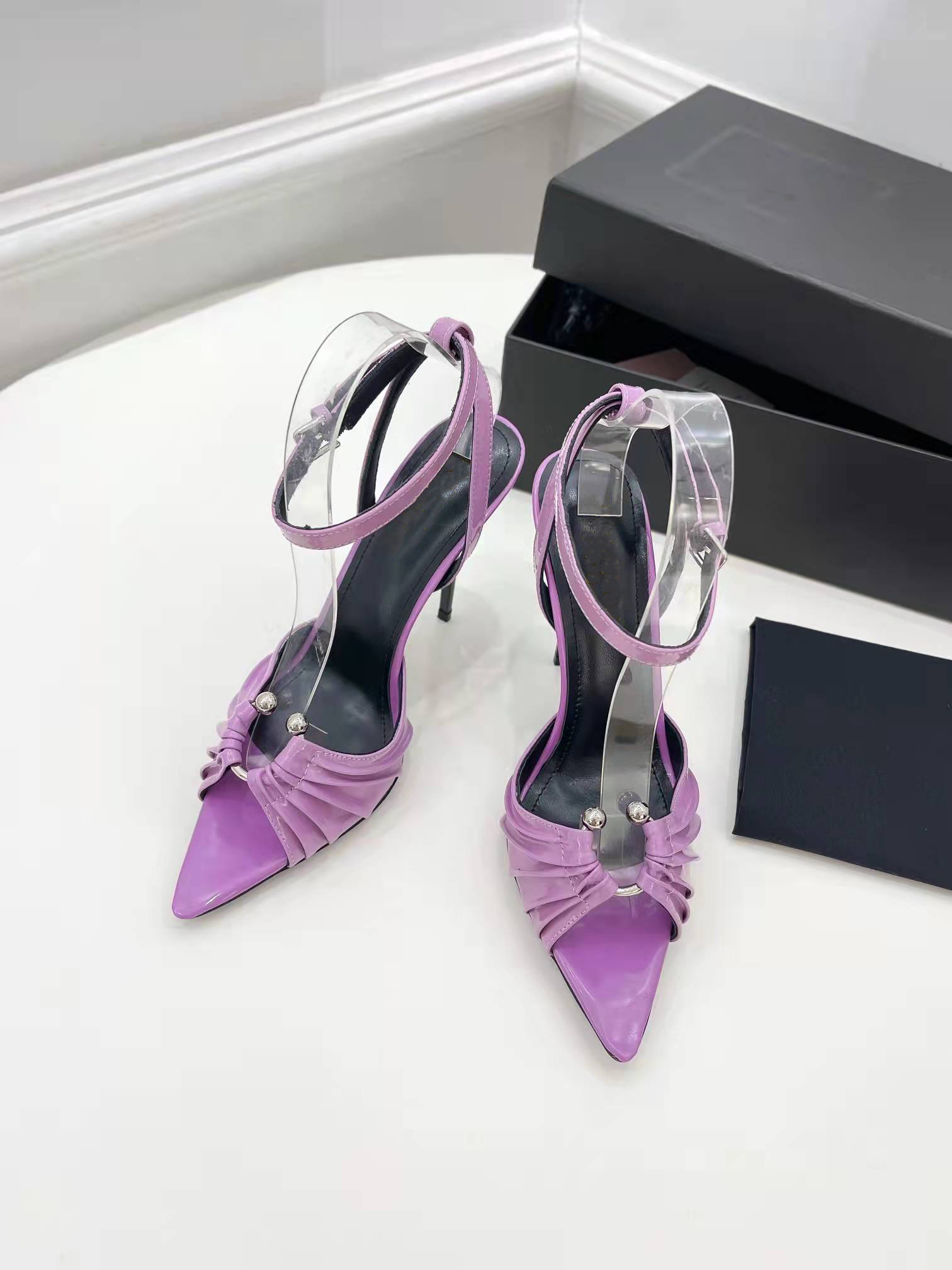 

2022ss lacquer heel sandals Patent leather upper 10 cm heels Size 35-43, Box