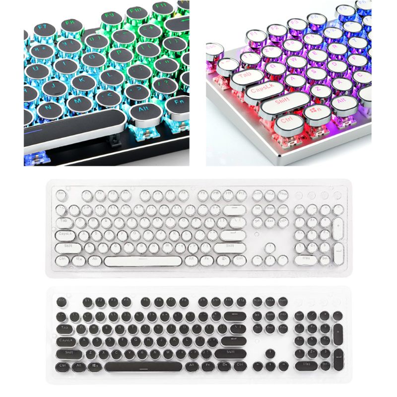 104 Keys Retro Round Keycaps Double Shot DIY Steam Punk Steampunk Typewriter Keycaps for Backlit Classy Player Stylized-image-726147671
