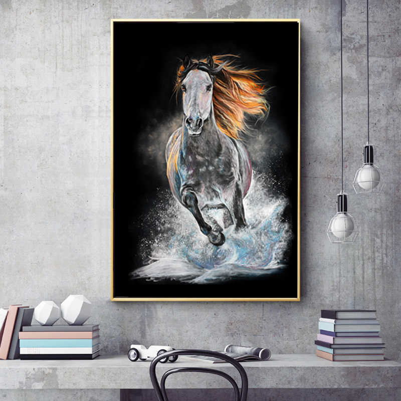 

Wall Art  Running In Water Canvas Painting Wall Pictures For Living Room Modular Posters and Prints Animal Art