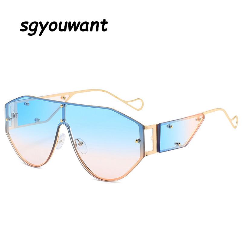 

Sunglasses Sgyouwant 2021 Oversized Women Fashion Cool Unique Shield Style Rivets Sun Glasses Side Mirror UV400