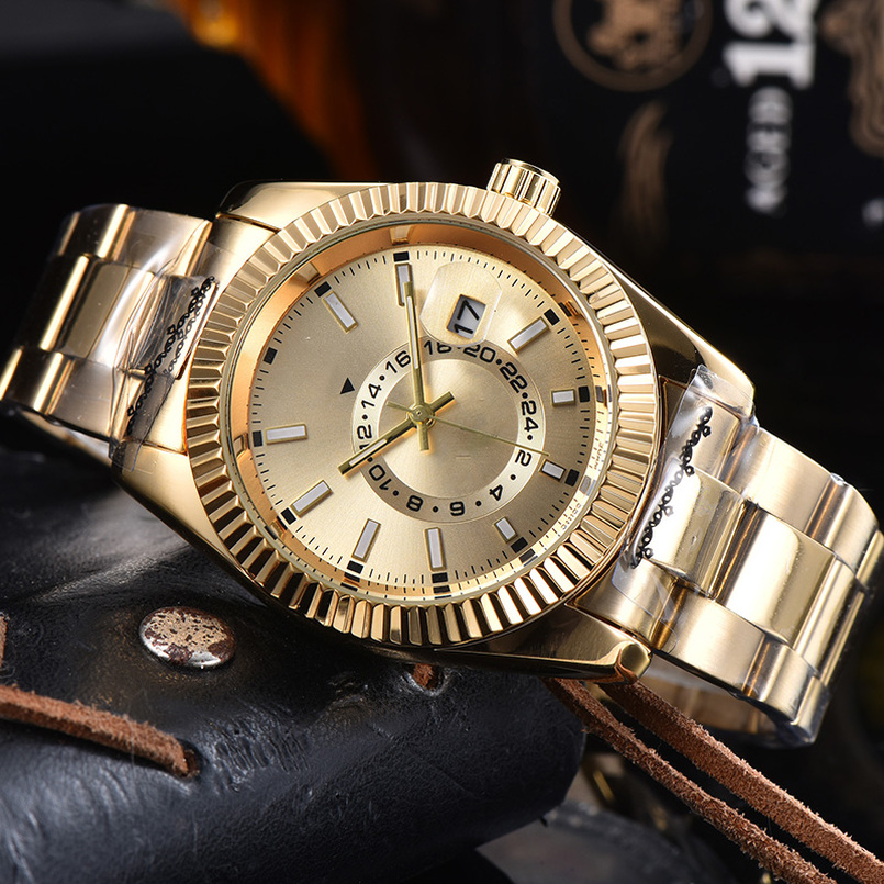 

7-2021Mens gold watch hot sale designer Montreux luxury quartz watch sports business military mens watch orologio free shipping, Box