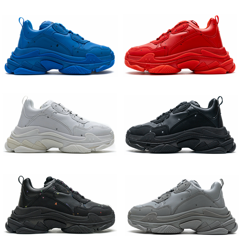 

Classic Fashion 17FW Triple S Sneakers Pairs Mens Women Casual Shoes All Over The Logo Black Bright Red Blue White Grey Colorful Sports Outdoor Shoe