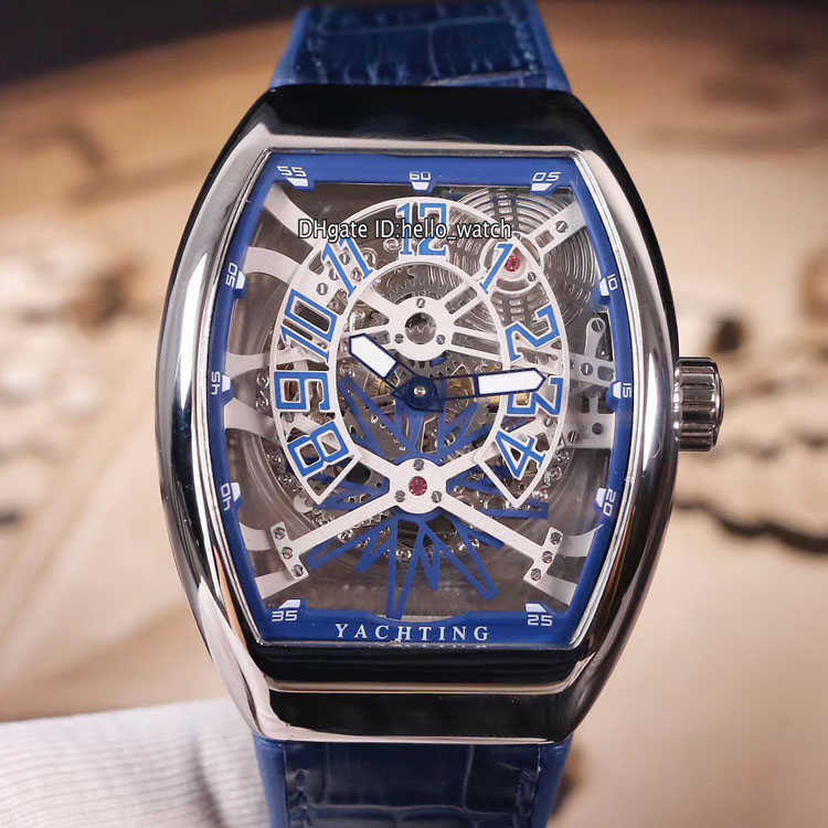 

Designer Watches Limited Saratoge Vanguard Yachting Gravity Steel Case V45 GR YACHT SQT Blue Skeleton Dial Automatic Mens Watch Blue Leather, Slivery;brown