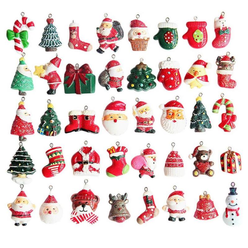 

Christmas Decorations 40 Pieces Ornaments Set Durable Resin Theme Charm Mixed Craft Supplies For Jewelry Bracelet Necklace Earri