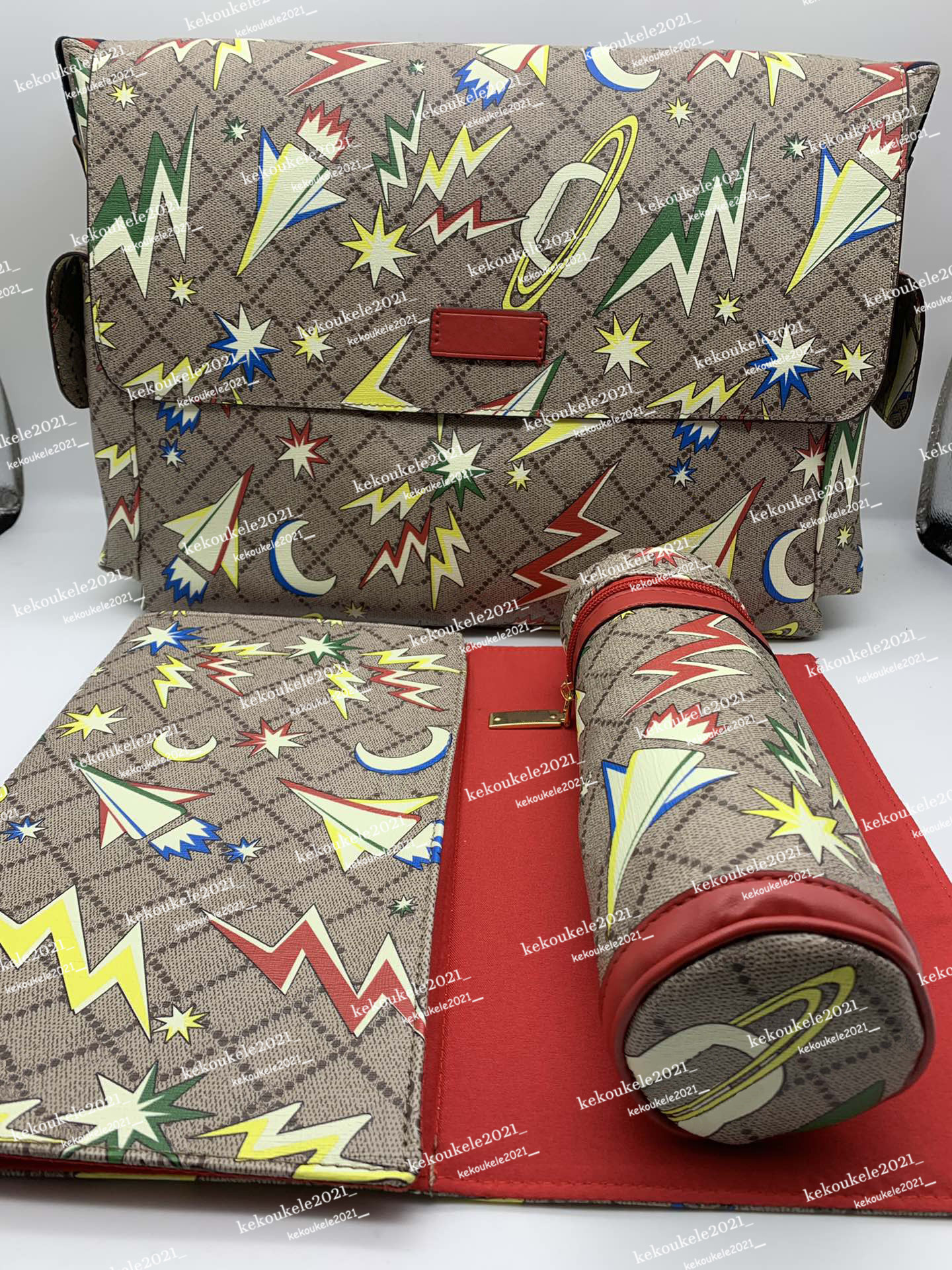 

Diaper Bags with Changing Pad and Insulated Milk Bottle Case Designer Style Baby Stunning Mummy Bag Comes 3pcs Set, Black 3