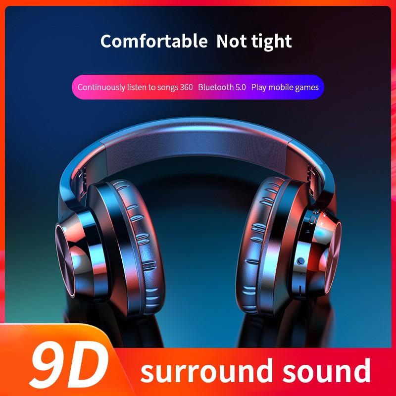 

Headphones & Earphones A11 Bluetooth 5.0 Wireless Earphone Over-ear 9D Surround HiFi Noise Canceling Gaming Headset With Mic SupportsTF Card, Black