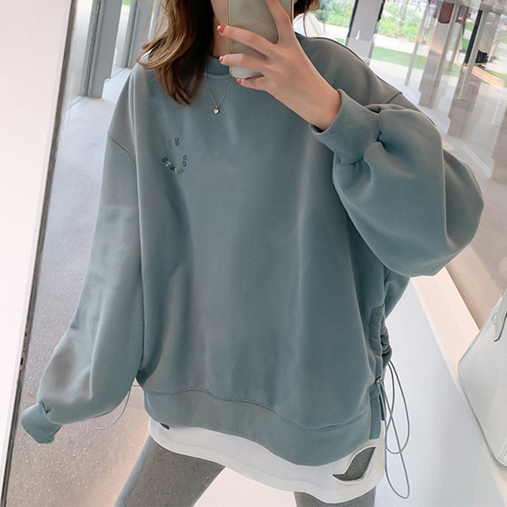

2021 New Japanese Autumn and Winter Hoodie with Cashmere Warm Fashion Small Wing Collar Round Neck Long Sleeve Coat Wvrx, Blue.