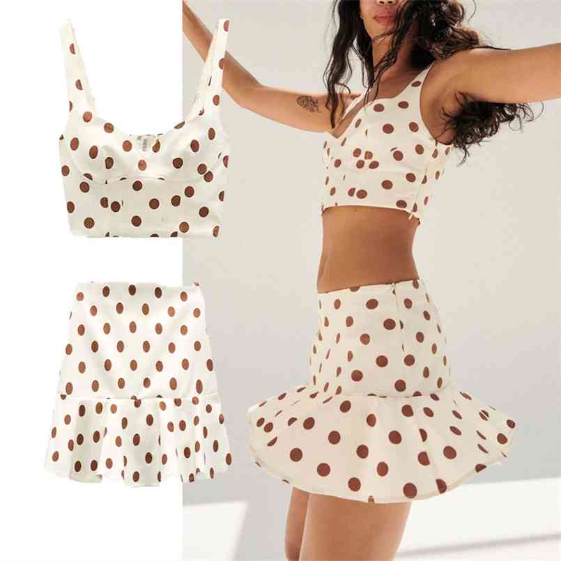 

ZA Ruffle Polka Dot Mini Skirt Women High Waist Vintage Summer Fashion Side Zip Female Elegant Short s 210708