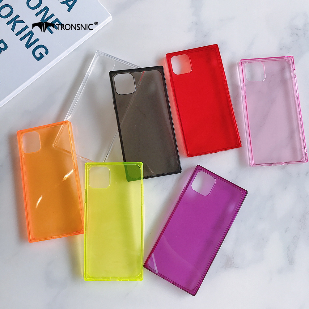 

Shockproof TPU Phone Case for iPhone 12 11 Pro Max XR Xs MAX Clear Soft Square Red Luxury Case for iPhone 6s 7 8 Plus Blue Cover