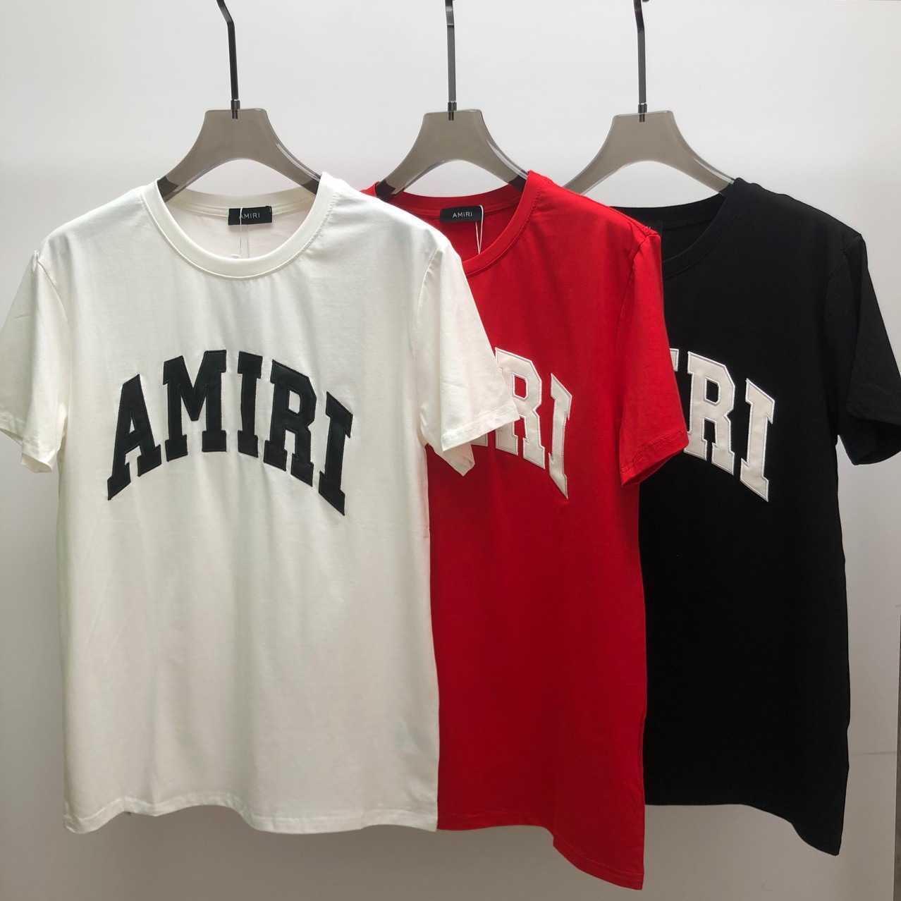 

Amir Summer T-Shirt new Top Men' cotton short sleeve letter embroidery fashion brand men' and women, White