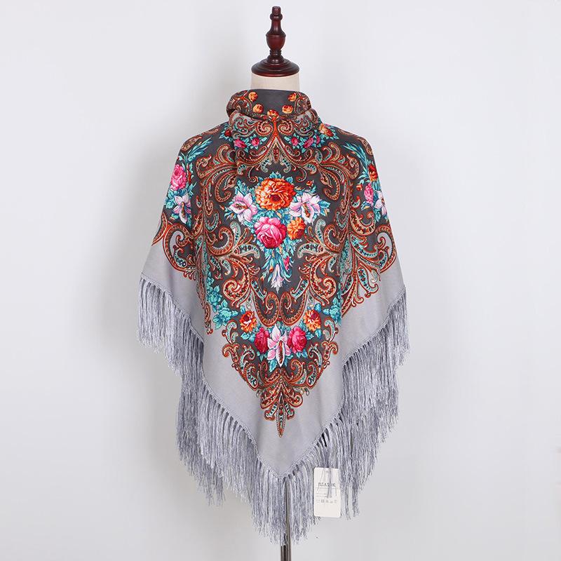 

Scarves Luxury Printing Oversize Square Blankets Russian Scarf Ukrainian Fringed Shawls Enthic Floral Polish Women Wrap Hijab Poncho
