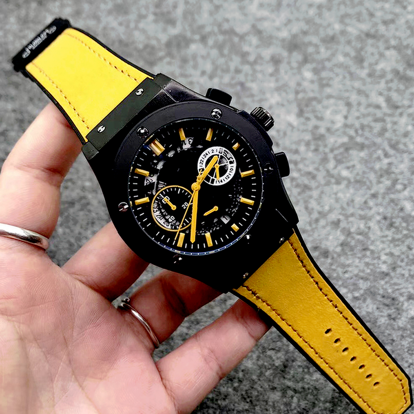

2-4Men analog watch 40mm quartz movement date calendar all dial work leather strap orologio uomo luxury montre de luxe designer watches