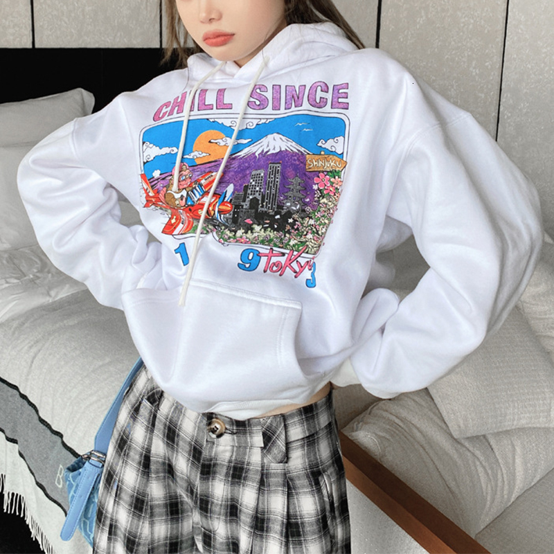 

2021 New 100% Vintage Cotton From Cartoon Animation Sweatpants Women's Hoodies Hot Wool Winter Oversized Casual Pullovers Autumn Designer Lf, White
