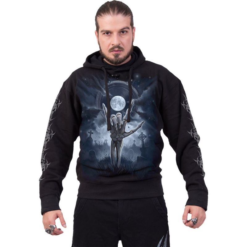

Skull Finger Pattern Men's 3D Printed Hoodie Visual Impact Party Top Punk Gothic Round Neck High Quality American Sweater Hoodie, Black