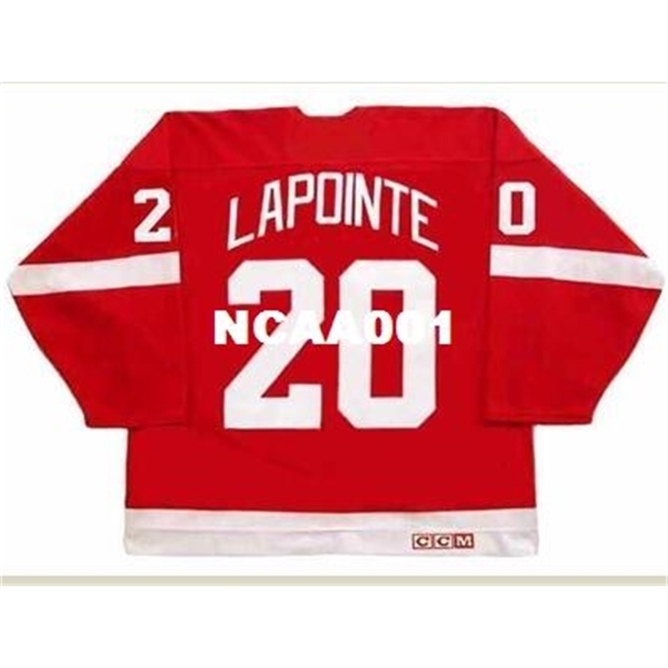 

668 #20 MARTIN LAPOINTE Detroit Red Wings 1999 CCM Vintage Hockey Jersey or custom any name or number retro Jersey, Black