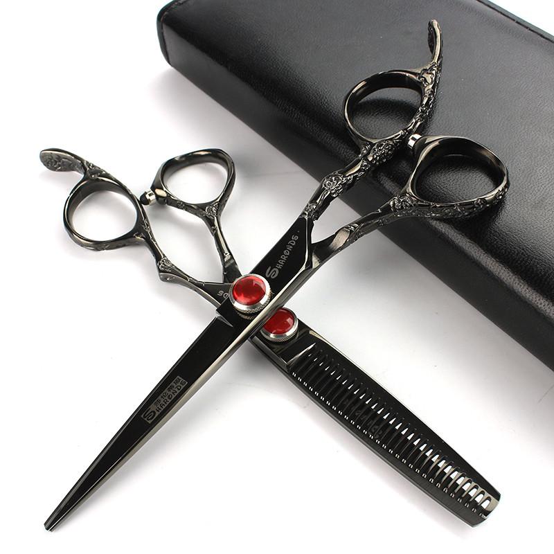 

Hair Scissors Black Professional Hairdressing 6.0 Inch 440c Cutting Shears Japanese Salon Styling To Thinning Set