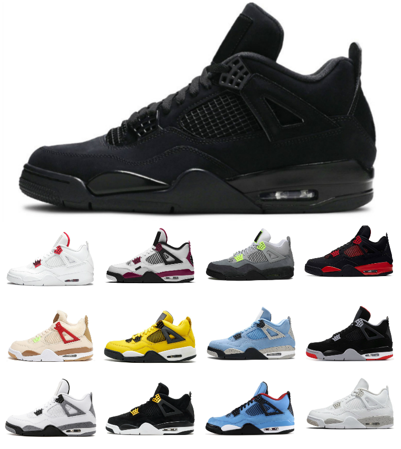 

2022 Mens Basketball Shoes University Blue Lightnings 4 4s IV Shimmer Black Cat Cool Grey Starfish White Oreo Diy Wild Things Jumpman Sports Sneakers Women Trainers, Bubble package bag