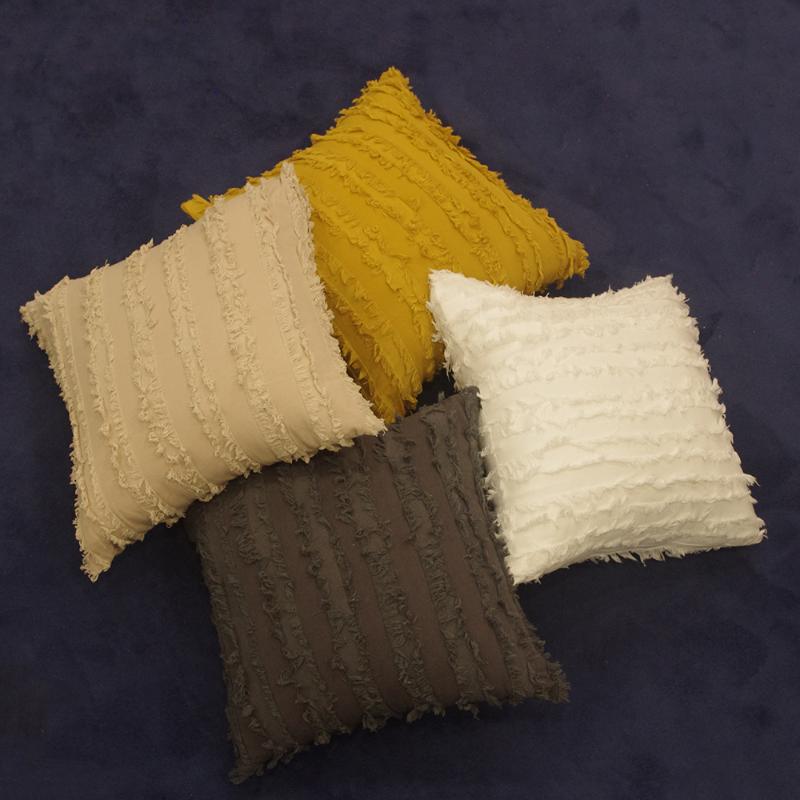 

ESSIE HOME Tassel Cotton Linen Pillow Case Cushion Cover Sofa Pillow Home Decor Throw Yellow Cushion, Dark grey