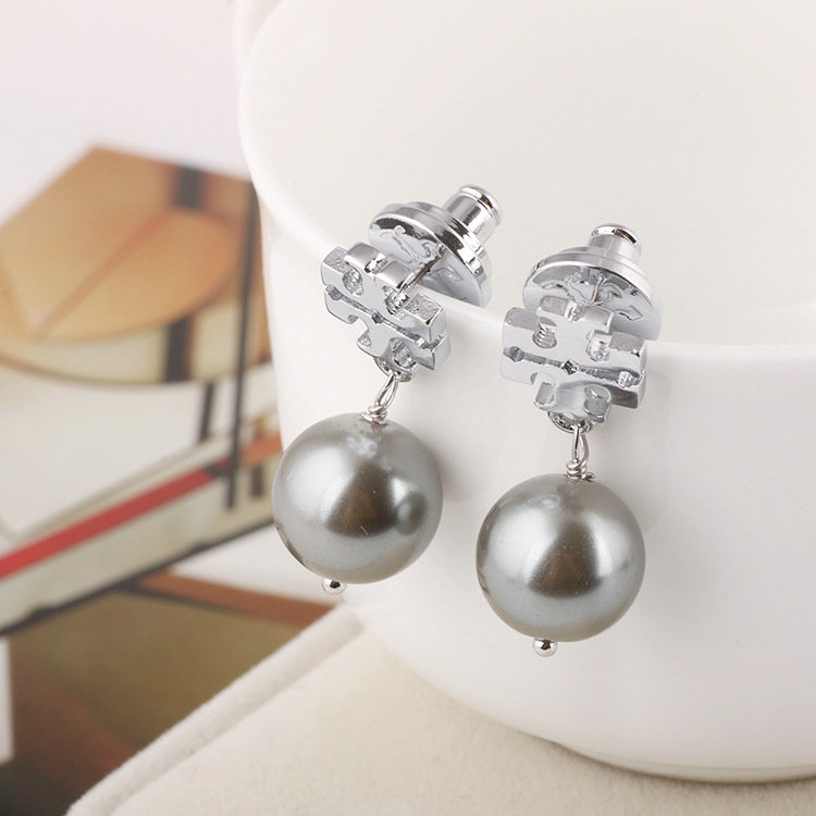 

Top Quality Dangle & Chandelier Stud Real 18K Gold Plated White/Gray/Rose Pearl T Brand B Earring Letter earrings