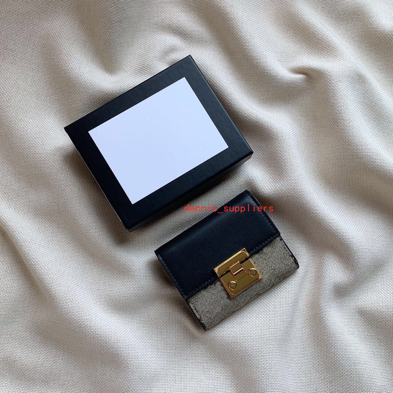 

2021 hot-selling female designer folding ladies wallet, coin purse, credit card bag, multi-color with box, Red;black