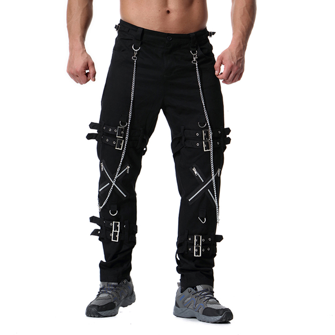 

New Muti Zippers Men's Cargo Baggy Casual Fitness Men Sweatpants Trousers 2021 Summer Streetwear Mens Joggers Pants B8xm Iucb, Black