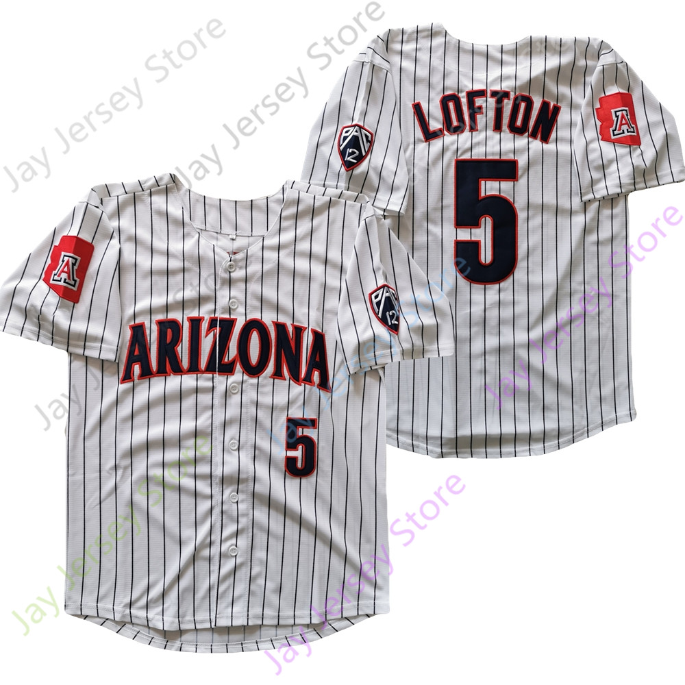 

2021 New NCAA College Arizona Wildcats Baseball Jersey 5 Kenny Lofton White Size S-3XL, As pic