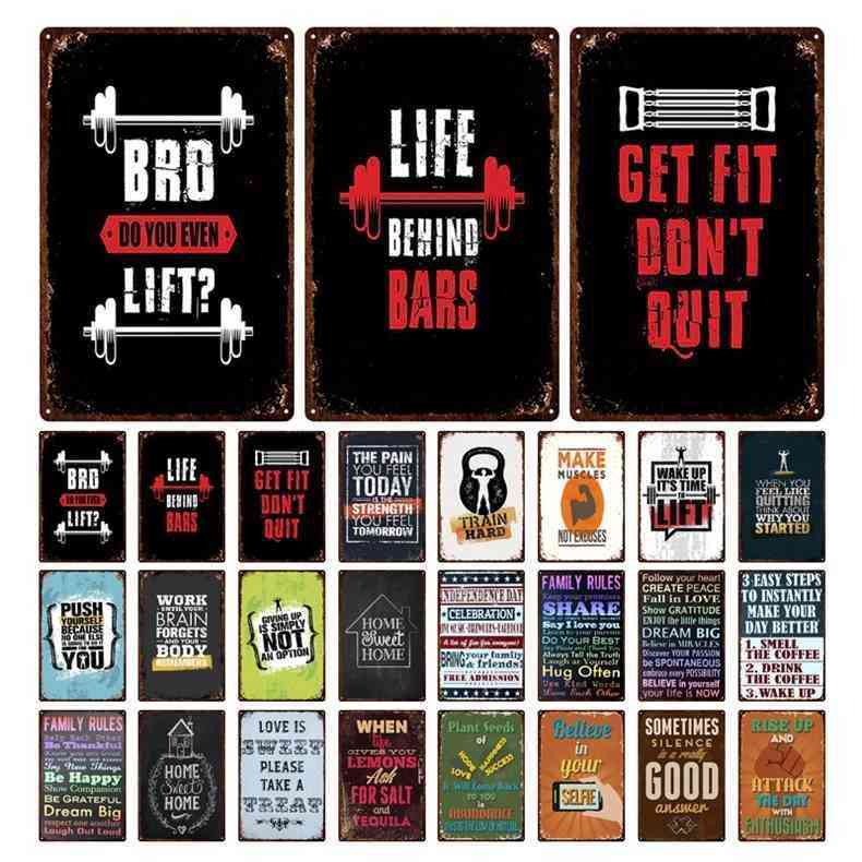 

Funny Text Exercise Fitness Gym Training Room Wall Decor Pin Up Tin Sign Man Cave Art Poster Decoration Metal Platea